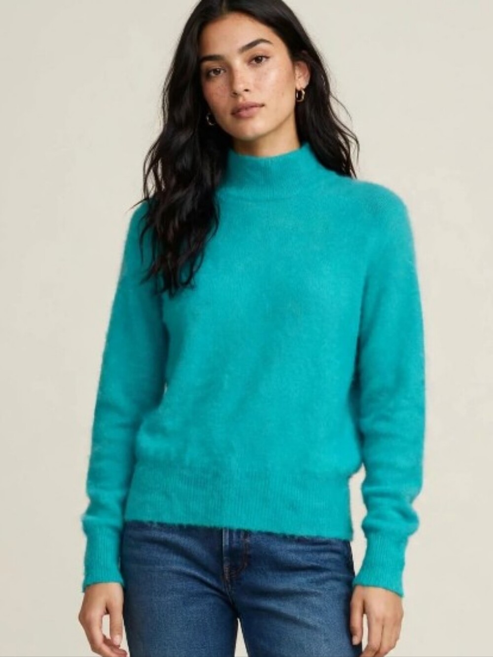 Made In Italy Vintage Teal Turquoise Turtleneck Sweater Size Large Flawless